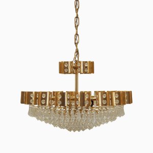 Vintage Danish Brass Chandelier, 1970s