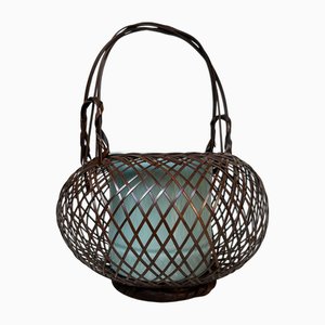 Cesta Hanakago Ikebana vintage de bambú, años 60