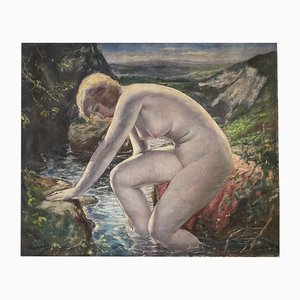 Yasushi Tanaka, The Bath, 1920er, Öl auf Leinwand