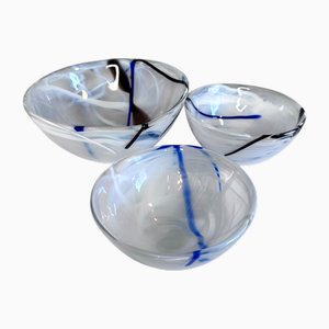 Early Edition Contrast Series Bowls in Mouth-Blown Art Glass by Anna Ehrner for Kosta Boda, Sweden, 2005, Set of 3