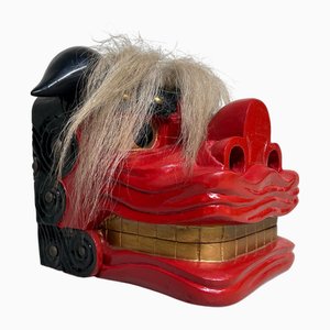 Shishi Lion Mask in Carved Lacquered Wood, 1950s-1960s