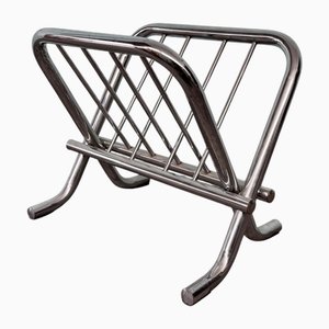 Vintage Magazine Rack in Chromed Steel, 1980s