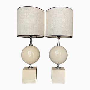 Large Boule Lamps in Lacquered Metal, 1970s, Set of 2