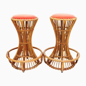 Tabourets de Bar en Bambou, 1950s, Set de 2