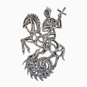 Brutalistische Drachentöter Wandskulptur, 1960er