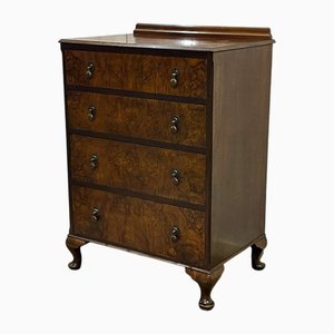 English Chippendale Chest of Drawers in Walnut Burl, 1930s