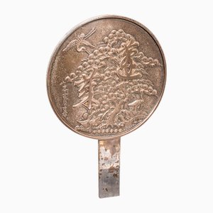 Miroir à Main Kagami Art Déco Vintage en Bronze Poli, Japon, 1930s