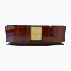 Italian Art Deco Sideboard in Leather and Purpleheart Wood by Osvaldo Borsani, 1940s