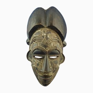 Antique African Ethnic Tribal Mask in Wenge Wood and Copper, 1890s