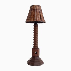 French Art Deco Wooden Table Lamp by Charles Dudouyt, 1930s