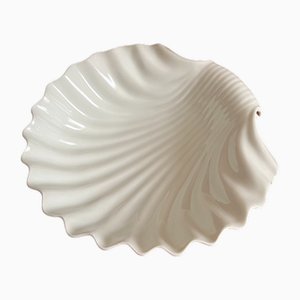 Large Shell-Shaped Dish in White Porcelain, 1960s