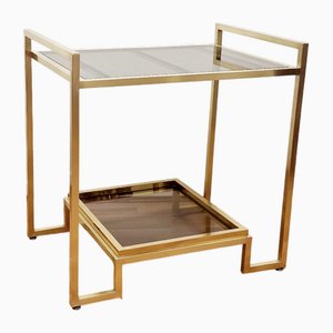 Brass Coffee Table with Smoked Glass by Guy Lefevre for Maison Janson, 1970s