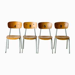 Vintage School Chairs, 1976, Set of 4