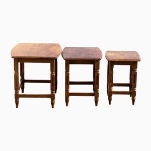 Wooden Nesting Tables, 1980s, Set of 3