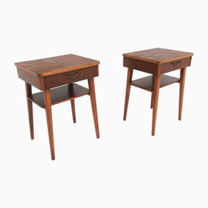 Mahogany Bedside Tables, Sweden, 1950s, Set of 2