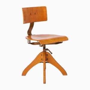 Silla industrial vintage de madera de haya, años 50