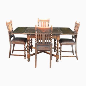 Antique Wooden Dining Set, Set of 5