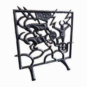 Brutalist Cast Iron Fireplace Screen by Olle Hermansson for Husqvarna Sweden, 1960s