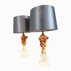Italienische Alabaster Tischlampen in Weintraube, 1950er, 2er Set