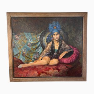 Artiste Français, Portrait Orientaliste, Début 20ème Siècle, Peinture à l'Huile, Encadré