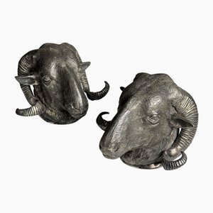 Ram Heads in Metal, Set of 2
