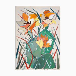 Romina Milano, Yellow Cactus Flowers, Artwork on Paper, 2025
