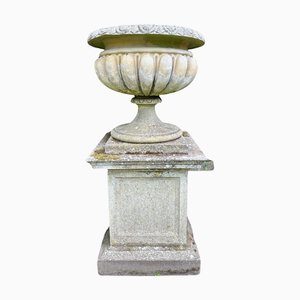 Large English Stone Urn and Pedestal, 1950s