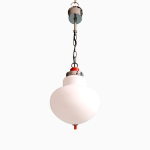 Lampada a sospensione Space Age bianca opalina, 1970