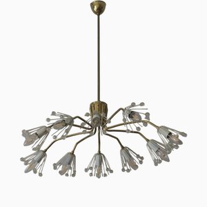 Elliptical Brass and Glass Chandelier by Emil Stejnar for Rupert Nikoll, 1950s