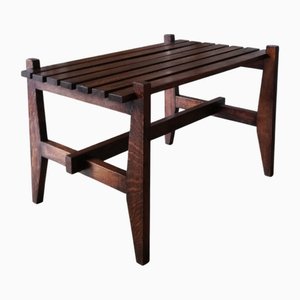 Slatted Wood Side Table, France, 1950