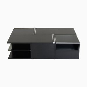 Table Basse Vintage en Bois Noir avec Détails en Chrome de Fiarm