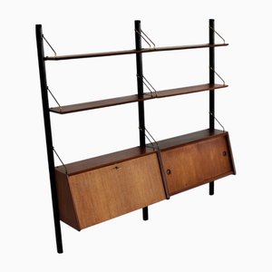 Libreria da parete vintage in teak di Louis Van Teeffelen per Wébé, anni '60