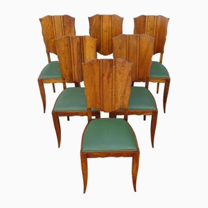 Sedie Art Deco in noce, anni '30, set di 6