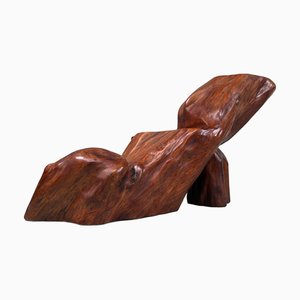 Pedestal japonés vintage de madera Keyaki, años 20