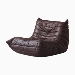 Togo One Seater in Burgundy Leather by M. Ducaroy for Ligne Roset, 1980s