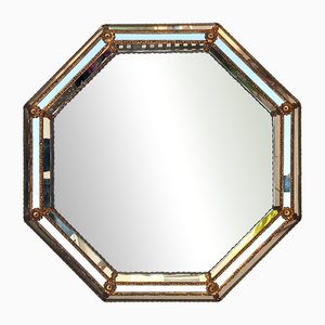 Specchio da parete vintage ottagonale, anni '60