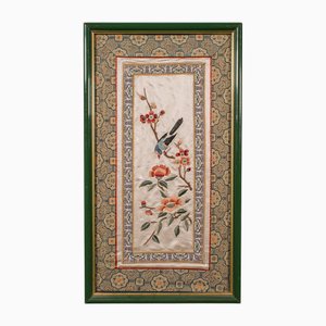 Vintage Art Deco Japanese Framed Silkwork Panel, 1930s