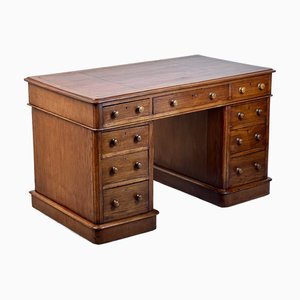 Victorian Oak Pedestal Desk by Deighton & Dunthorne