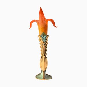 Gilbert Kruft, Vase, 1990er, Bronze und Muranoglas