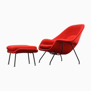 Vintage Lounge Chair and Ottoman by Eero Saarinen for Knoll International, 1960s, Set of 2