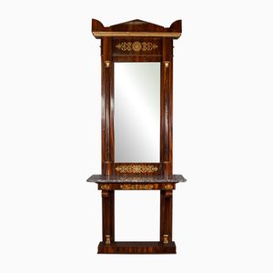 Antique Italian Empire Style Mirror in Walnut and Marble, 1860, Set of 2
