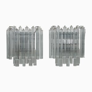 Lámparas de pared Venini de cristal de Murano claro de Camer, años 70. Juego de 2