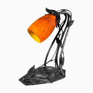 Art Deco Wrought Iron Lamp, 1925