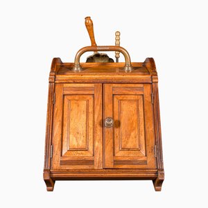 Antique Scottish Fireside Fuel Store in Walnut and Brass, 1860, Set of 3