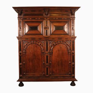 Antique Dutch Four-Door Buffet in Oak and Ebony, 1600s
