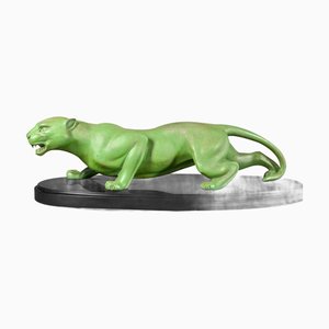 Guy Debe, Panther Sculpture, 1930s, Metal and Marble