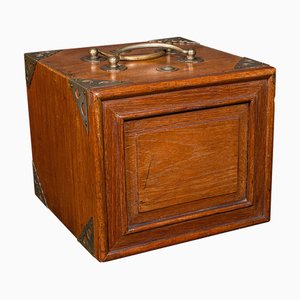 Boîte à Carreaux de Jeu Antique en Teck, 1900