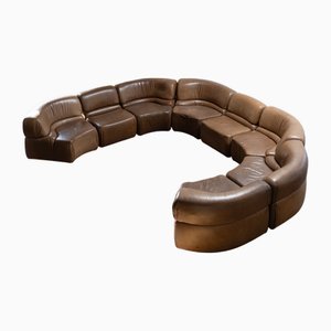 Divano in pelle di Ubald Klug per De Sede, anni '70, set di 8