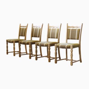 Brualistische Dänische Moderne Esszimmerstühle aus Eiche von Henning Kjærnulf, 1960er, 4er Set