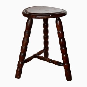 Dreibeiniger Vintage Melkhocker aus Holz, 1980er